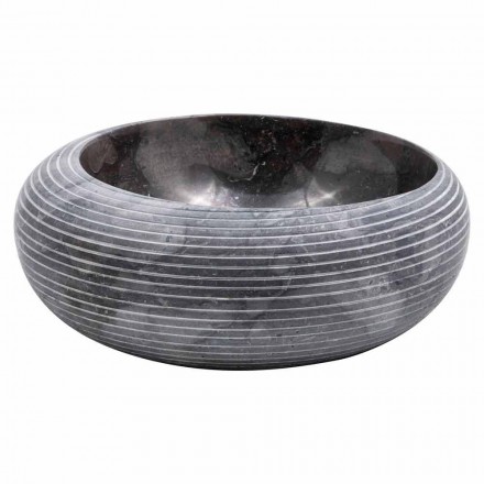 Circular design counter top washbasin in marble handmade, Bubbio Viadurini