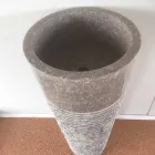Conical column washbasin in natural stone Iga, unique piece Viadurini