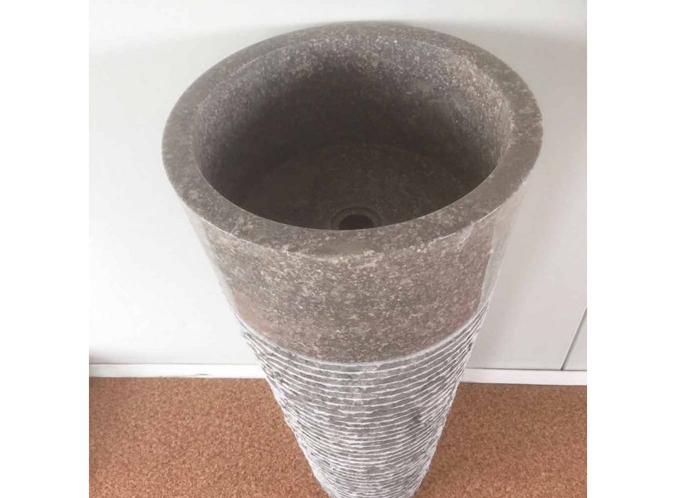 Conical column washbasin in natural stone Iga, unique piece Viadurini