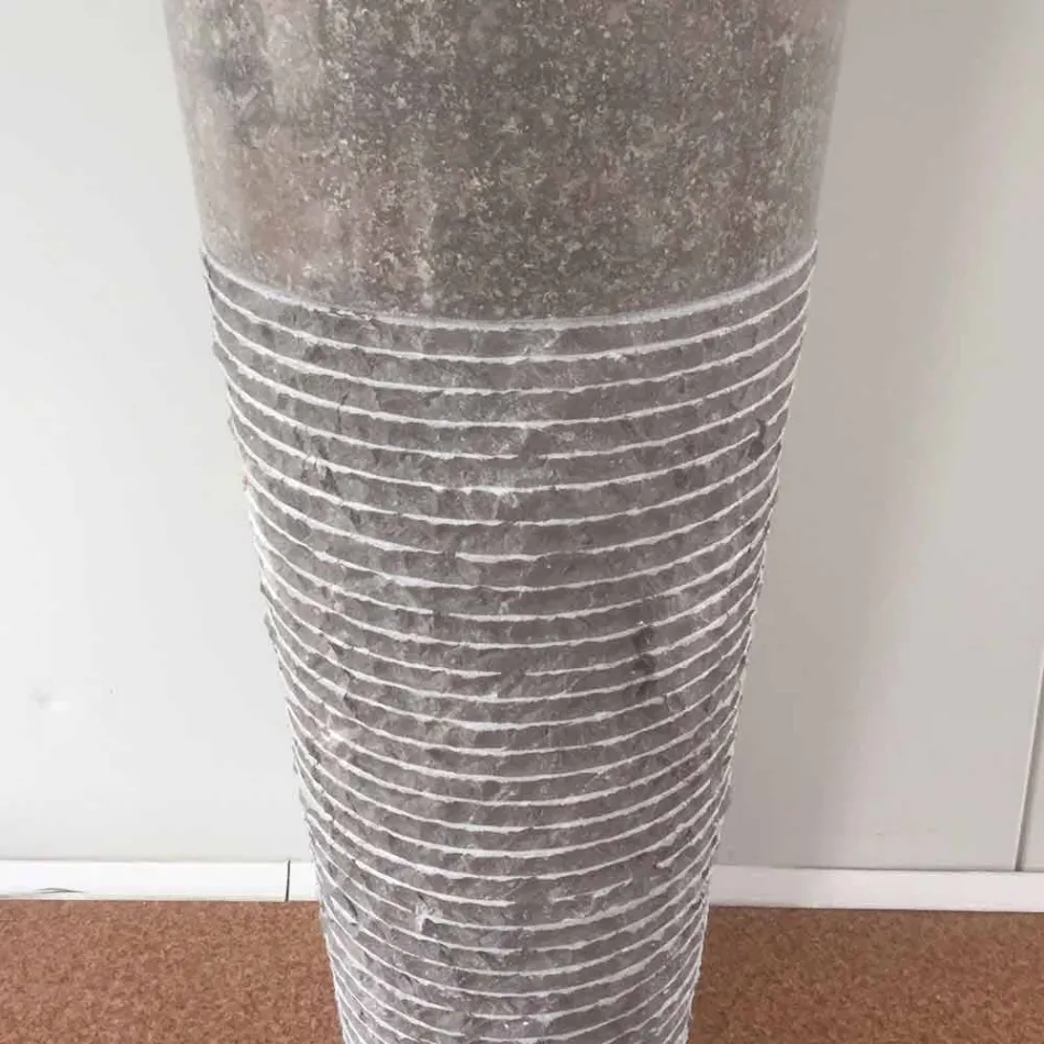 Conical column washbasin in natural stone Iga, unique piece Viadurini