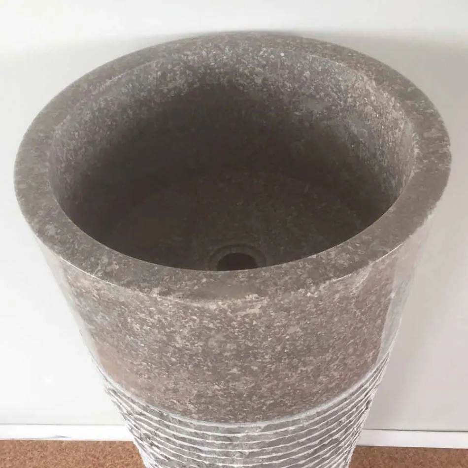 Conical column washbasin in natural stone Iga, unique piece Viadurini