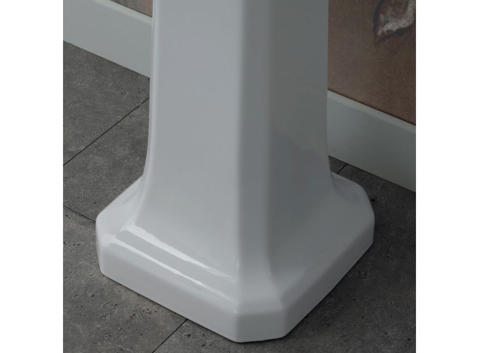 Column Console Washbasin in White Ceramic Made in Italy - Wollie Viadurini