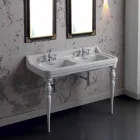Classic double bowl ceramic washbasin made in Italy, Swami Viadurini