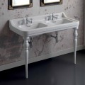 Classic ceramic double sink washbasin console, made in Italy, Swami