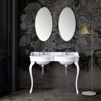 Classic Console Washbasin in White Ceramic Made in Italy - Magda