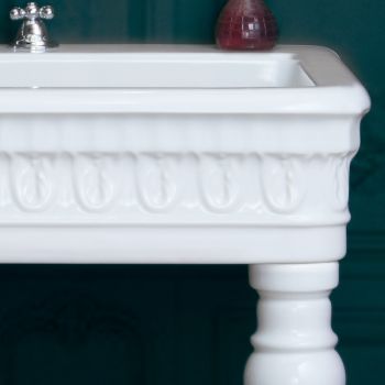 Console Washbasin in White Ceramic Made in Italy Classic Design - Areta