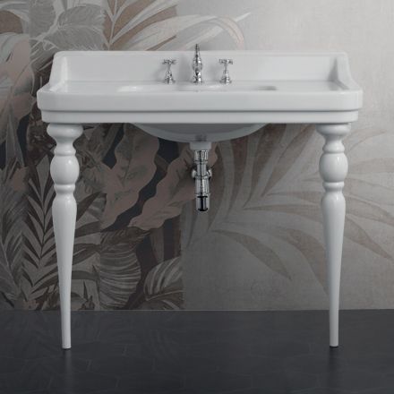 Console Washbasin in White Ceramic Made in Italy Classic Style - Wollie Viadurini