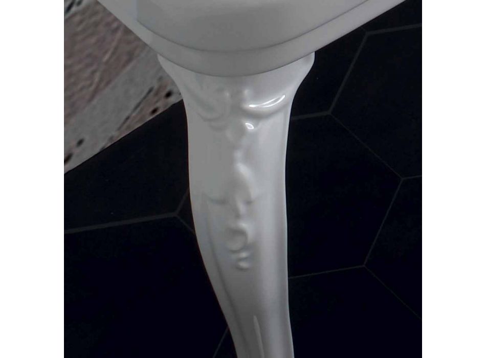 Console washbasin in white ceramic of classic Italian design, Swami Viadurini