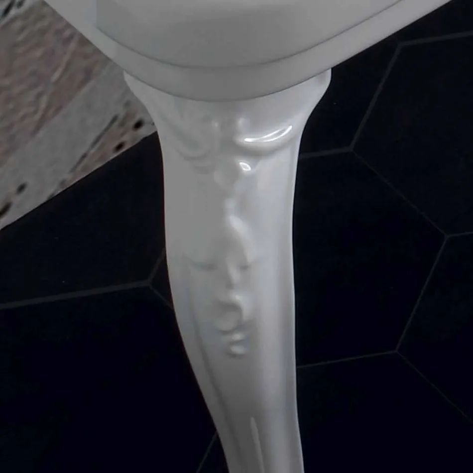 Console washbasin in white ceramic of classic Italian design, Swami Viadurini