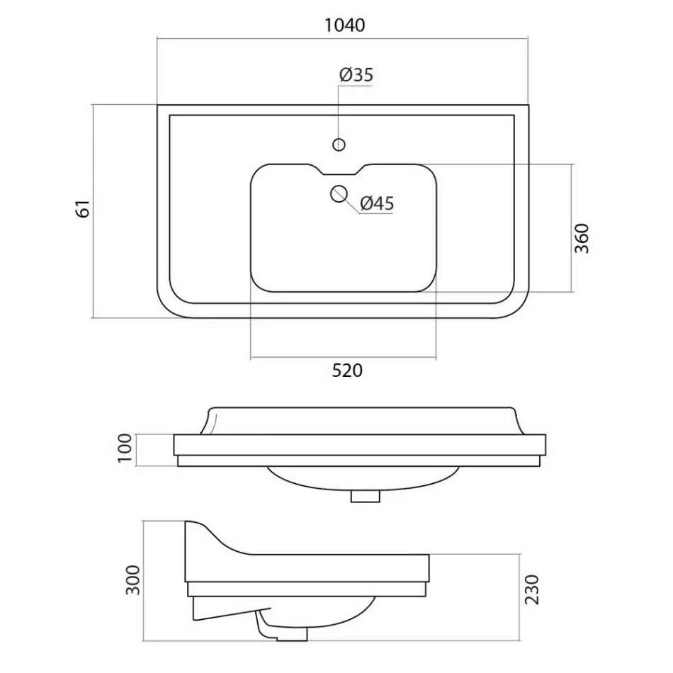 Console washbasin in white ceramic of classic Italian design, Swami Viadurini