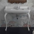 Classic Italian design console washbasin in white ceramic, Swami
