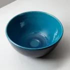 Raku Clay Countertop Sink with Persian Blue Crystalline Finish - Fresco Viadurini