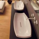 White ceramic washbasin with modern design made in Italy Laura Viadurini