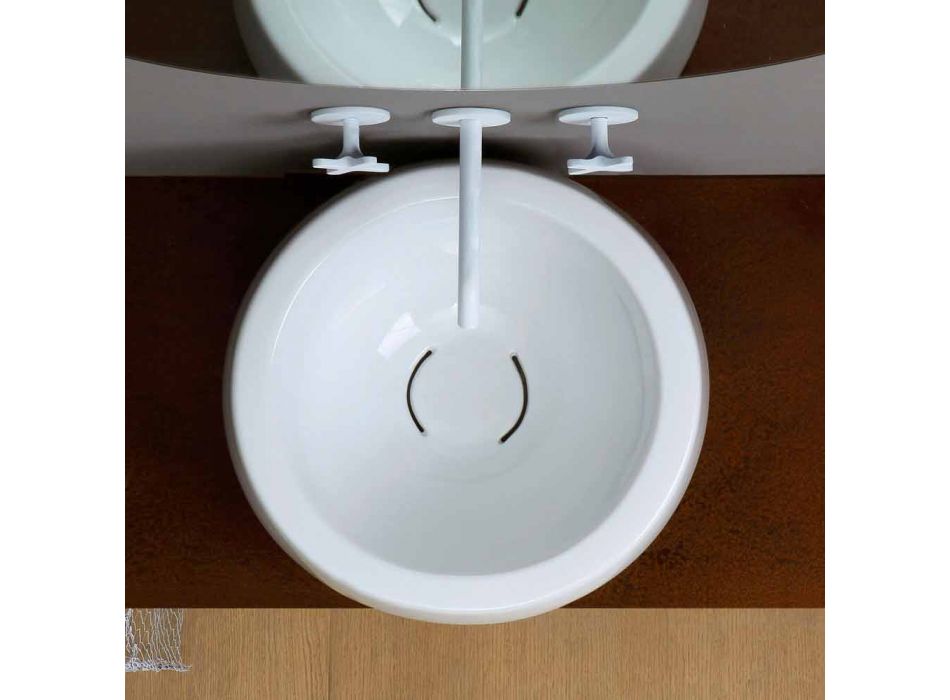 Circular design ceramic washbasin made in Italy Elisa Viadurini