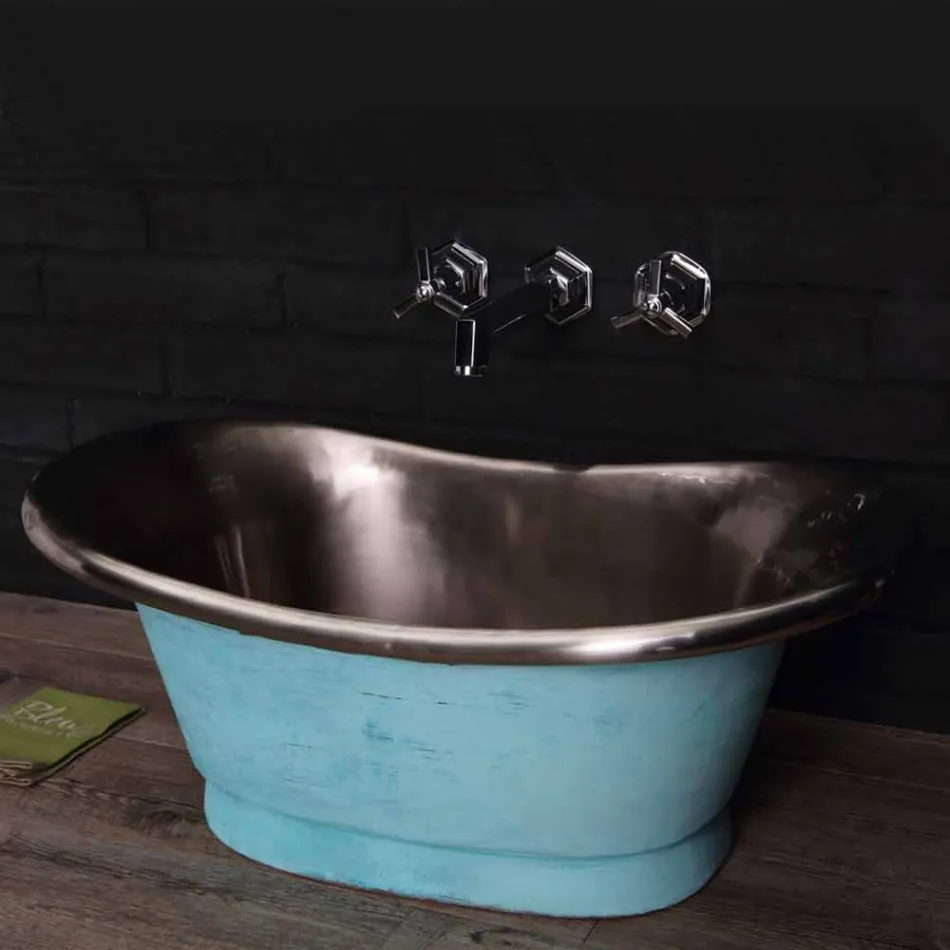Washbasin finished in white iron and verdigris Cala Viadurini