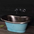 Countertop wash basin made of copper with white iron finish Calla