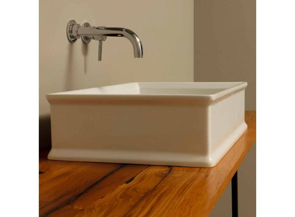 Countertop washbasin with a neoclassical ceramic design made in Italy Debora Viadurini