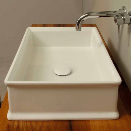 Countertop washbasin with a neoclassical ceramic design made in Italy Debora Viadurini