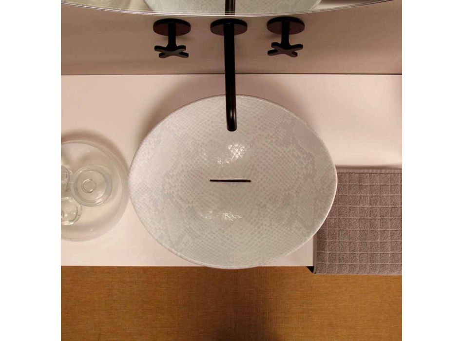White ceramic snakeskin design countertop washbasin made Italy Animals Viadurini