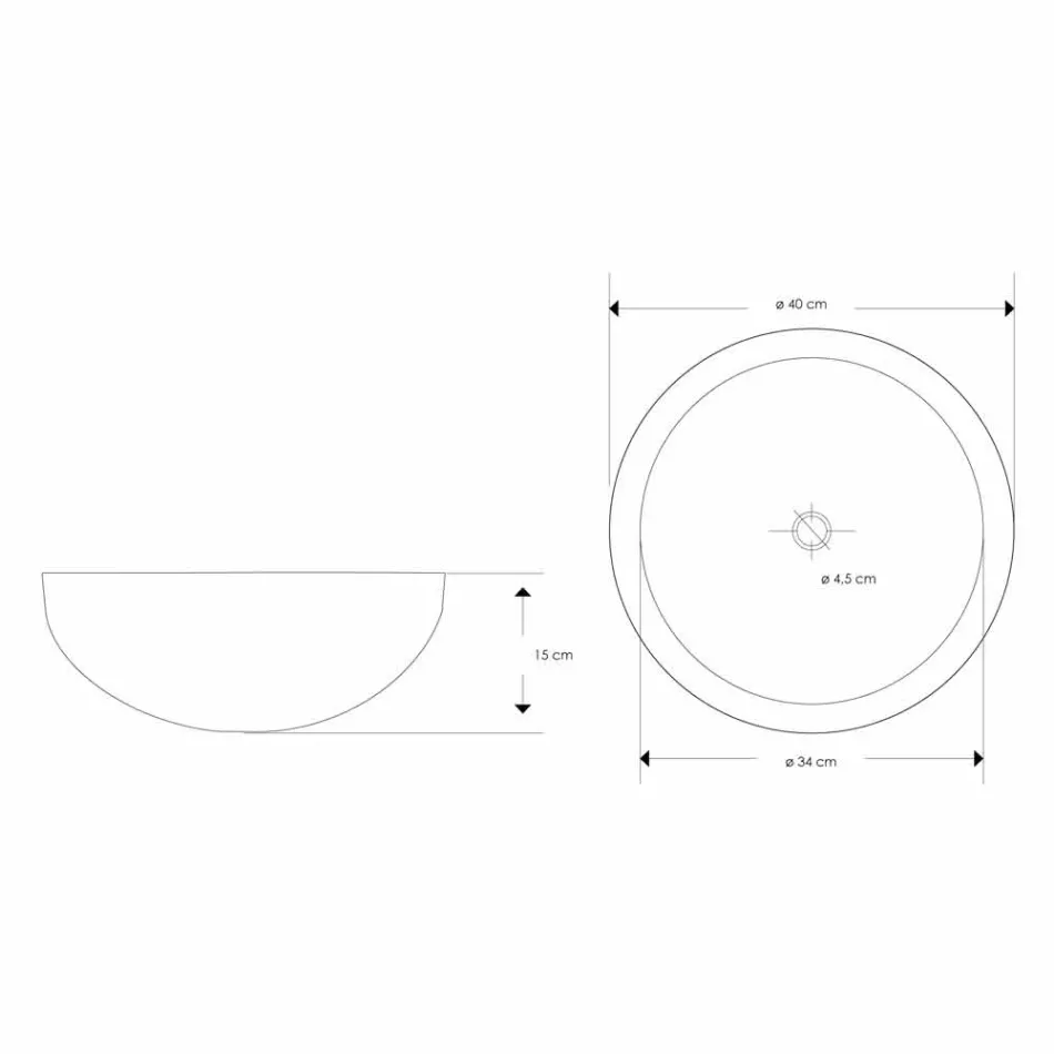 Round Design Countertop Washbasin in Hand-worked Black Marble - Linen Viadurini