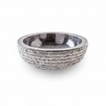Round Design Countertop Washbasin in Hand-worked Black Marble - Linen