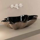 Countertop washbasin in black and silver ceramic design made in Italy Rayan Viadurini