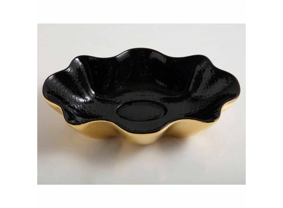 Countertop washbasin in black and gold ceramic design made in Italy Cubo Viadurini