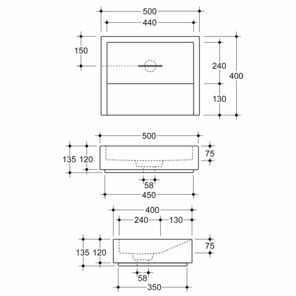 Design rectangular ceramic washbasin made in Italy Dalia Viadurini