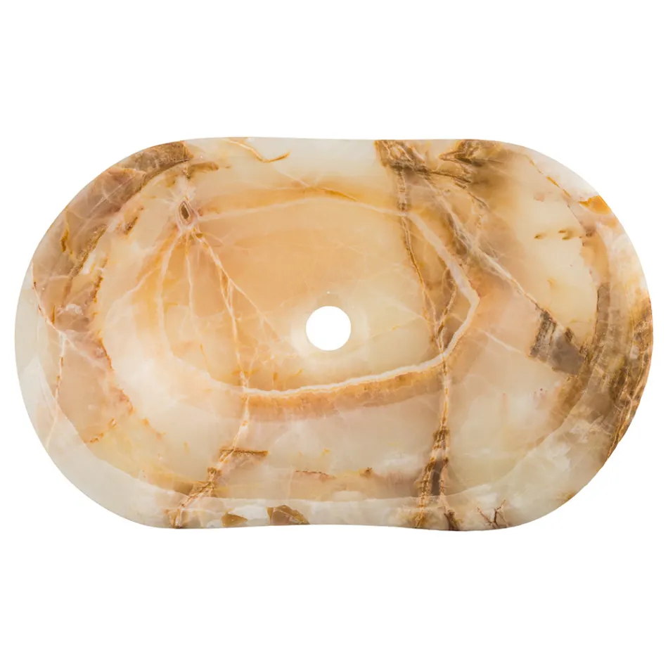 Design countertop washbasin in Lana onyx stone, handmade Viadurini