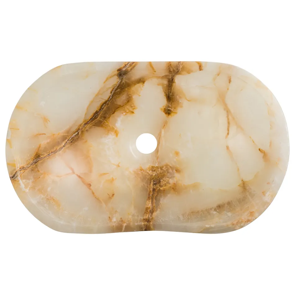 Design countertop washbasin in Lana onyx stone, handmade Viadurini