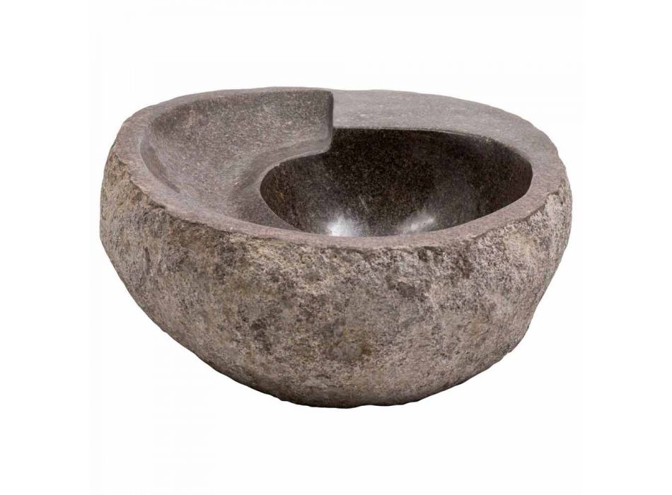Countertop washbasin of modern design in river stone, Busca Viadurini