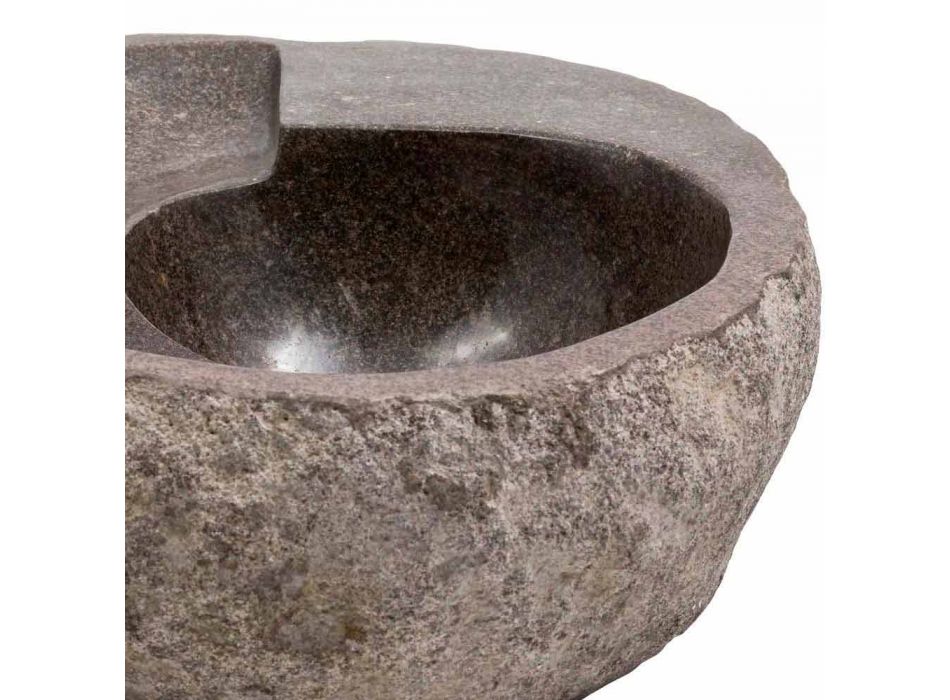 Countertop washbasin of modern design in river stone, Busca Viadurini