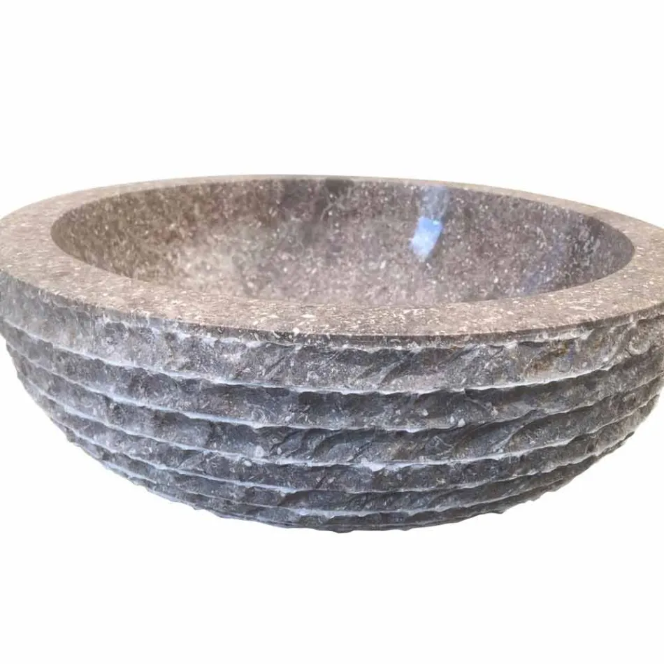 gray natural stone washbasin Finn, one piece Viadurini