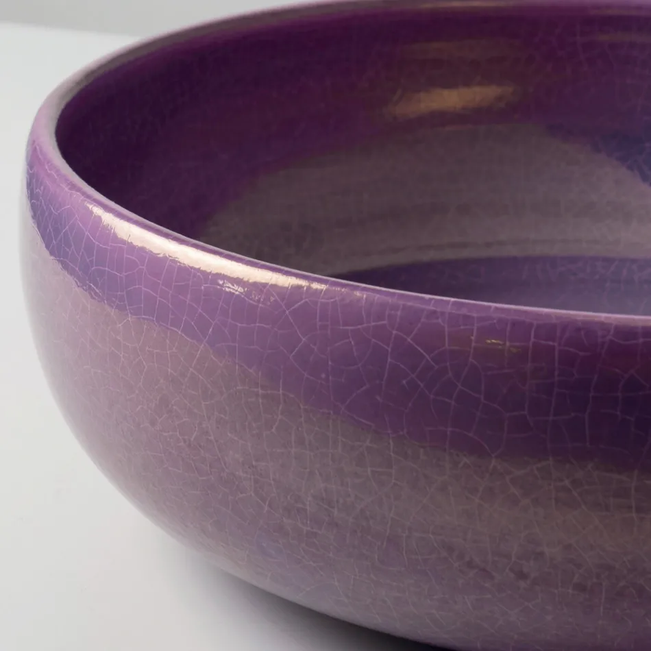 Raku Clay Countertop Sink with Metallic Craquelé Luster - Prisma Viadurini