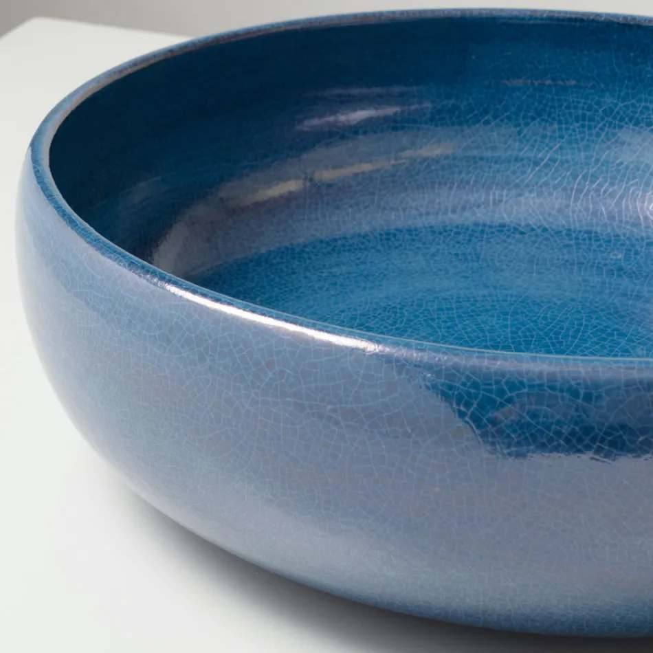 Raku Clay Countertop Sink with Metallic Craquelé Luster - Prisma Viadurini