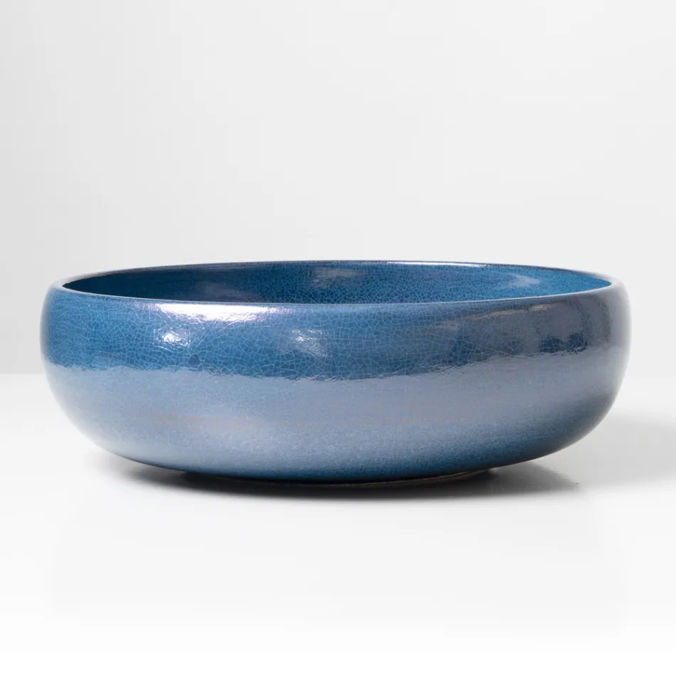 Raku Clay Countertop Sink with Metallic Craquelé Luster - Prisma Viadurini