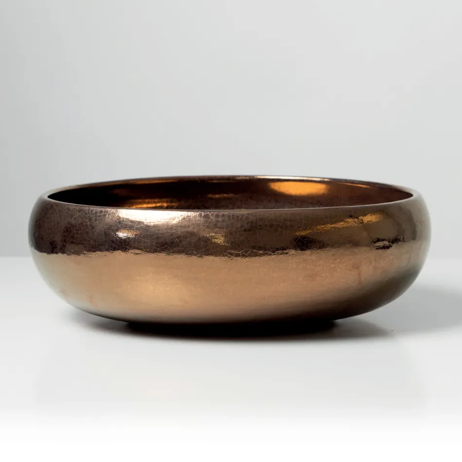 Hand-Turned Metallic Raku Clay Countertop Sink - Prisma Viadurini