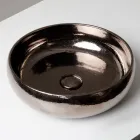 Hand-Turned Metallic Raku Clay Countertop Sink - Prisma Viadurini