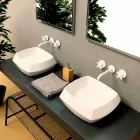 Countertop washbasin in white ceramic design made in Italy Simon Viadurini