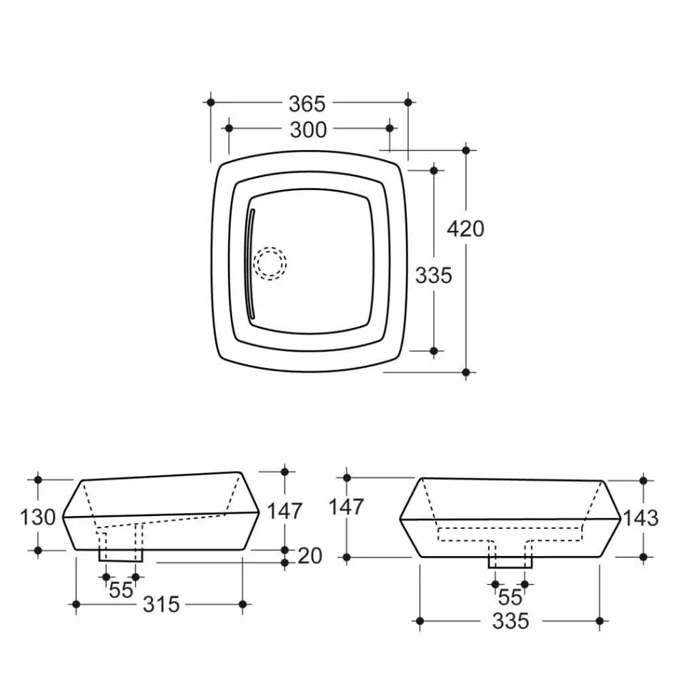 Countertop washbasin in white ceramic design made in Italy Simon Viadurini
