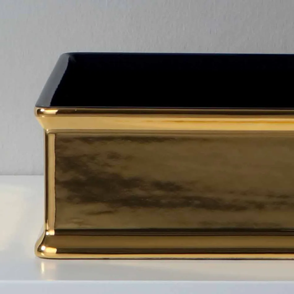 Two-color ceramic countertop washbasin produced in Italy by Debora Viadurini