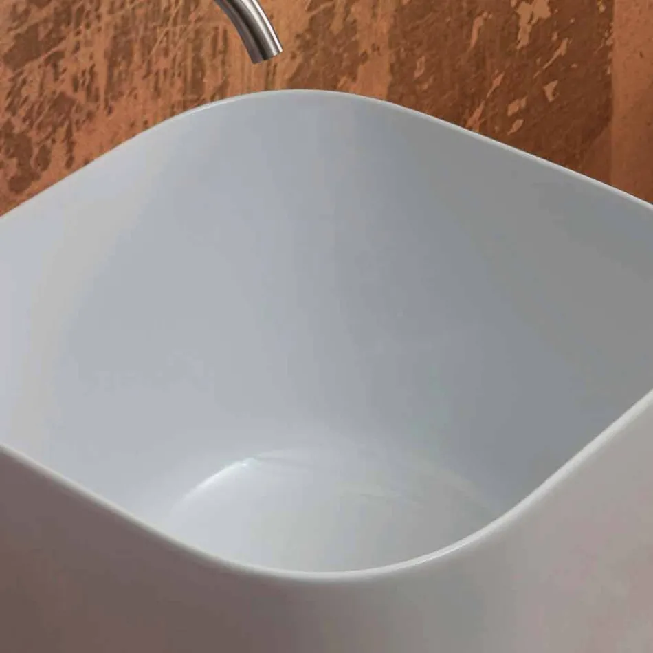 Modern design ceramic countertop washbasin Star Square 40x40 cm Viadurini