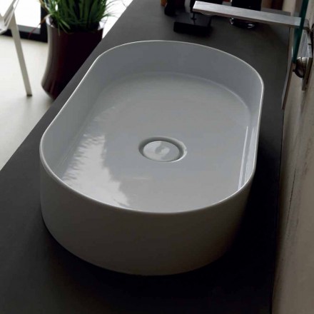 Modern design ceramic washbasin Sun made Italy 65x35 cm Viadurini