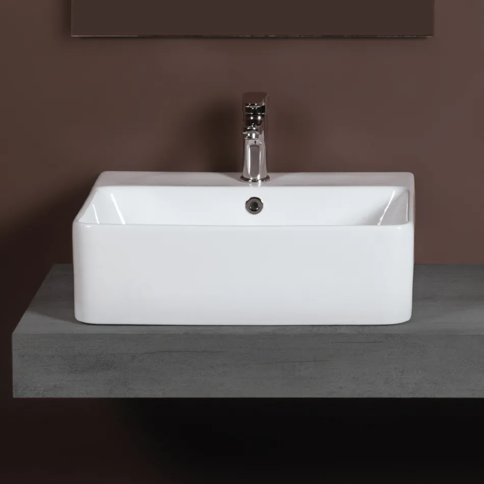 Countertop Ceramic Sink with Modern Design Tap Hole - Papavero Viadurini