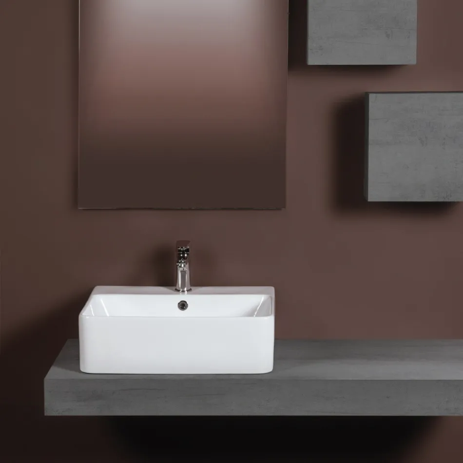 Countertop Ceramic Sink with Modern Design Tap Hole - Papavero Viadurini