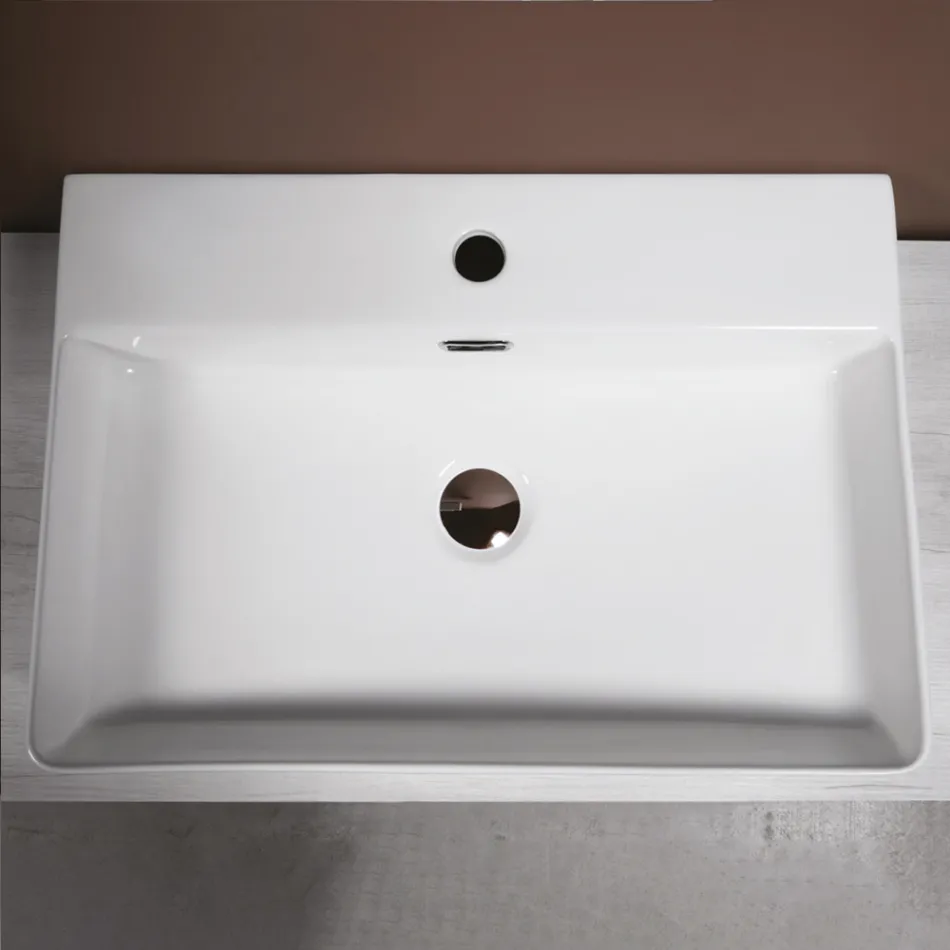 Countertop Ceramic Sink with Modern Design Tap Hole - Papavero Viadurini