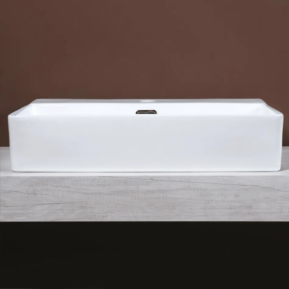 Countertop Ceramic Sink with Modern Design Tap Hole - Papavero Viadurini