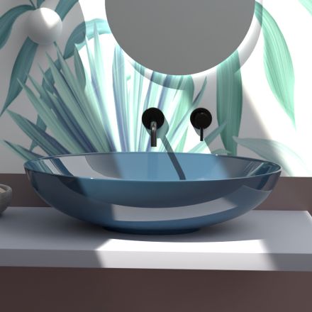 Countertop washbasin in glossy or matt ceramic Made in Italy - Ferry Viadurini