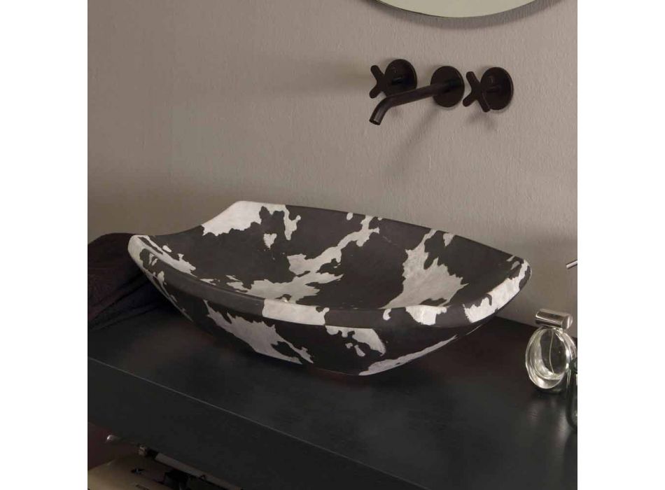 Countertop washbasin in spotted ceramic of design made in Italy Laura