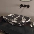 Ceramic countertop sink Laura with cowhide pattern, made in Italy